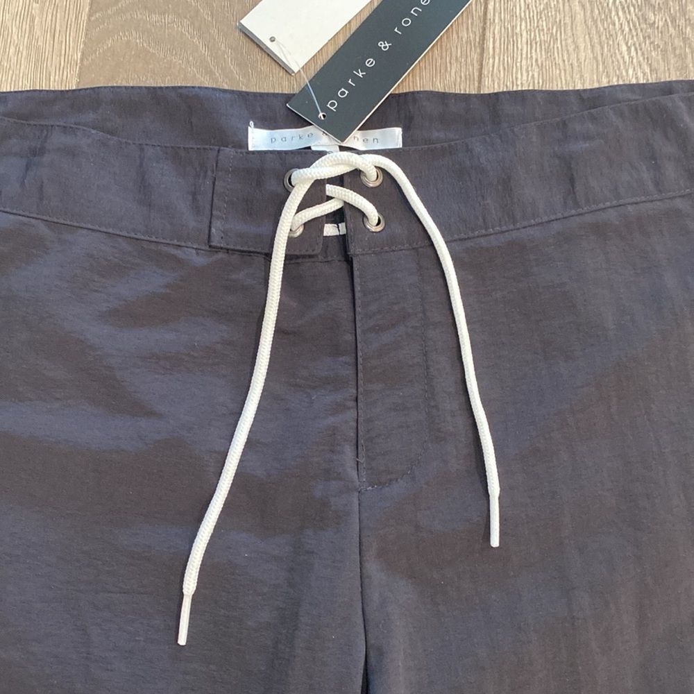 Parke & Ronen 8” Black Lined Nylon Swim Board Shorts Size 36 - Picture 5 of 13